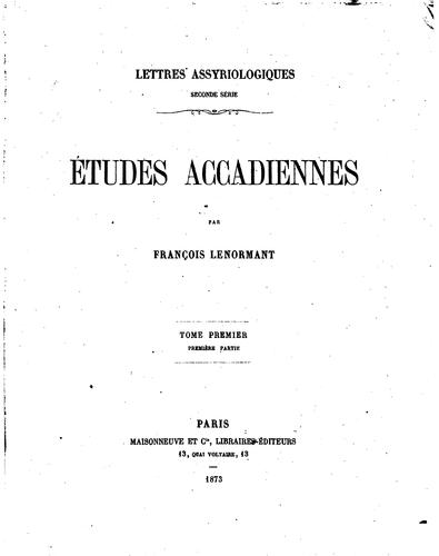 Lettres assyriologiques, seconde série