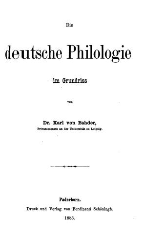 Die deutsche Philologie im Grundriss