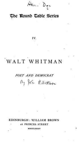 Walt Whitman, poet and democrat