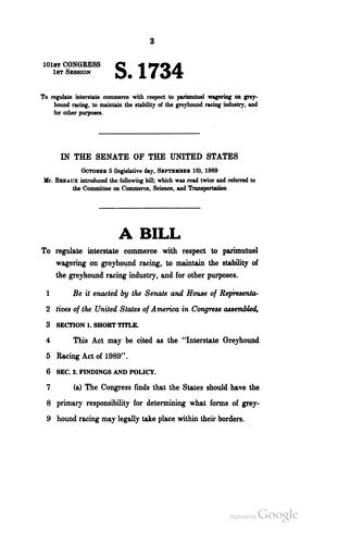 Interstate Greyhound Racing Act of 1989