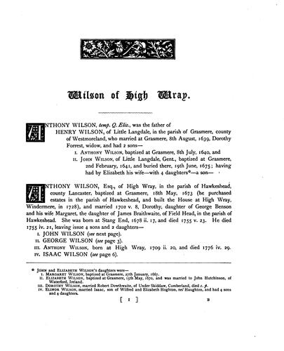 The pedigree of Wilson of High Wray & Kendal, and families connected with them
