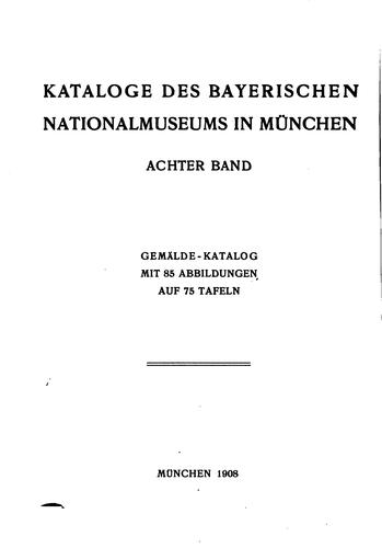 Katalog der Gemälde des Bayerischen Nationalmuseums