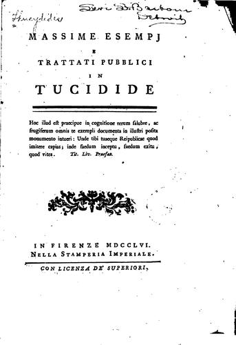 Massime esempi e trattati pubblici in Tucidide