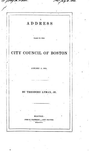 Address made to the City Council of Boston, January 5, 1835