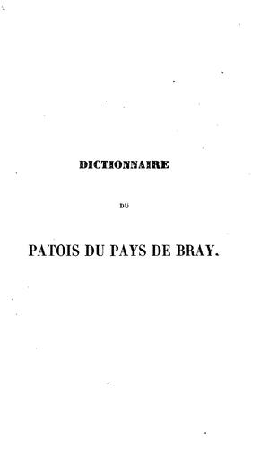 Dictionnaire du patois du pays de Bray