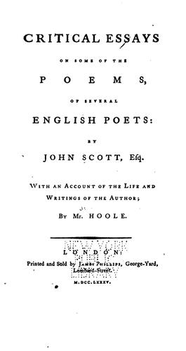 Critical essays on some of the poems of several English poets