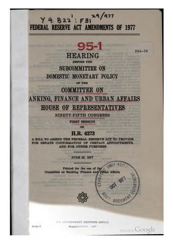 Federal Reserve act amendments of 1977