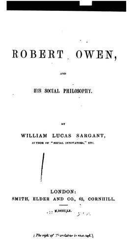 Robert Owen and His Social Philosophy