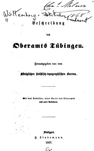 Beschreibung des Oberamts Tübingen