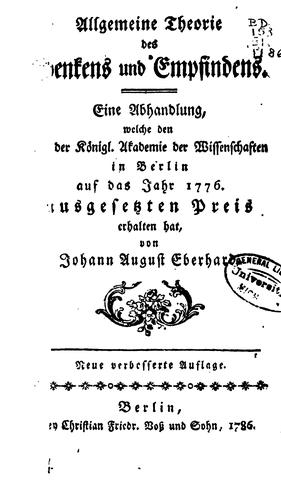 Allgemeine Theorie des Denkens und Empfindens