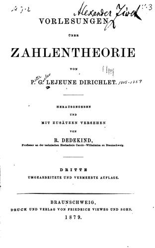 Vorlesungen über Zahlentheorie