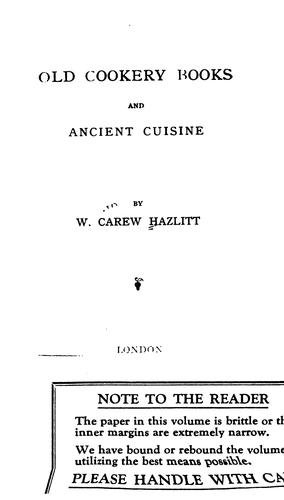 Old Cookery Books and Ancient Cuisine