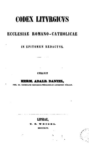 Codex liturgicus ecclesiae universae in epitomen redactus