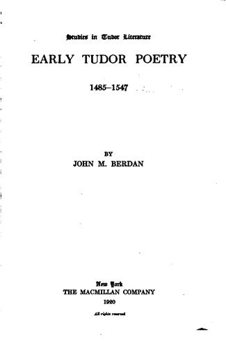 Early Tudor poetry, 1485-1547
