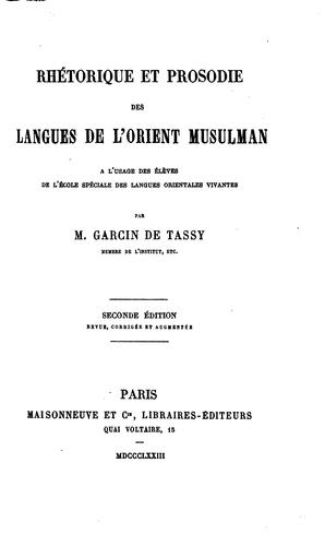 Rhétorique et prosodie des langues de l'orient musulman