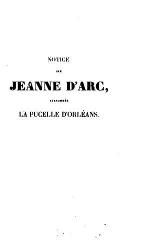 Notice sur Jeanne d'Arc