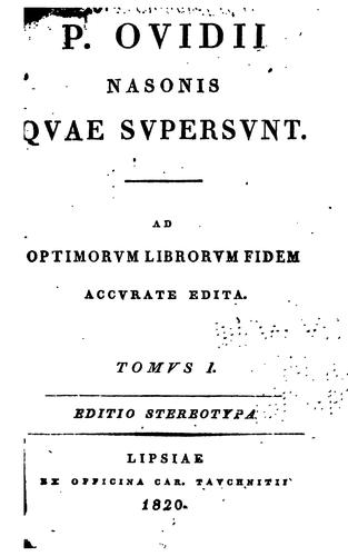 P. Ovidii Nasonis qvae svpersvnt