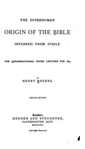 The superhuman origin of the Bible