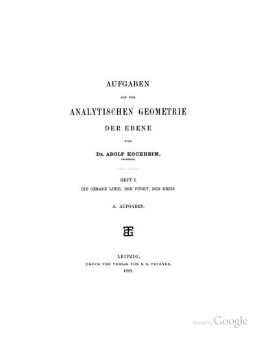 Aufgaben aus der analytischen Geometrie der Ebene
