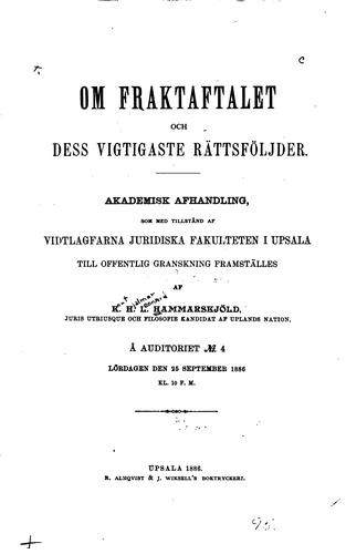 Om fraktaftalet och dess vigtigaste rättsföljder