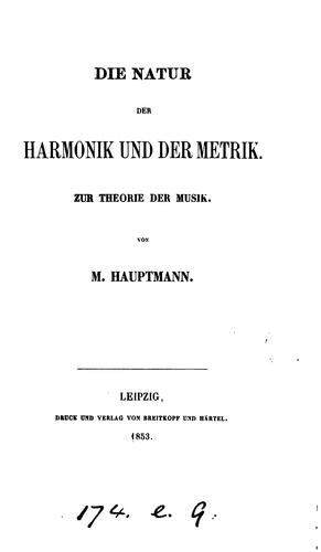 Die Natur der Harmonik und der Metrik