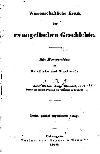 Wissenschaftliche kritik der evangelischen geschichte