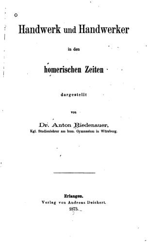 Handwerk und Handwerker in den homerischen Zeiten