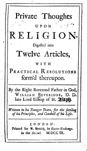Private thoughts upon religion
