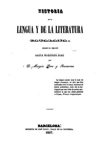 Historia de la lengua y de la literatura catalana