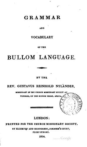 Grammar and vocabulary of the Bullom language