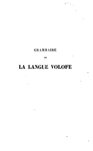 Grammaire de la langue volofe