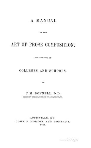 A manual of the art of prose composition