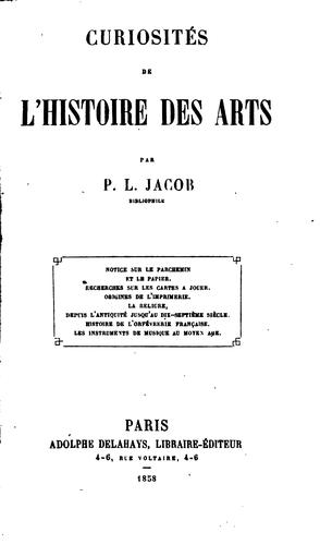 Curiosités de l'histoire des arts