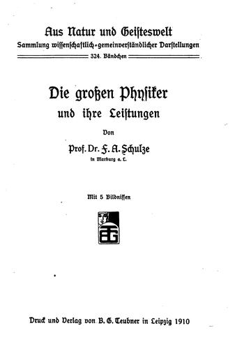 Die grossen physiker und ihre leistungen