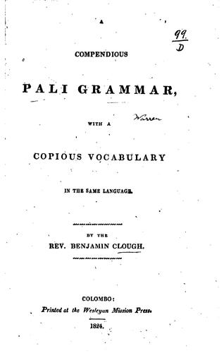 A compendious Pali grammar