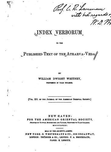 Index verborum to the published text of the Atharva-veda