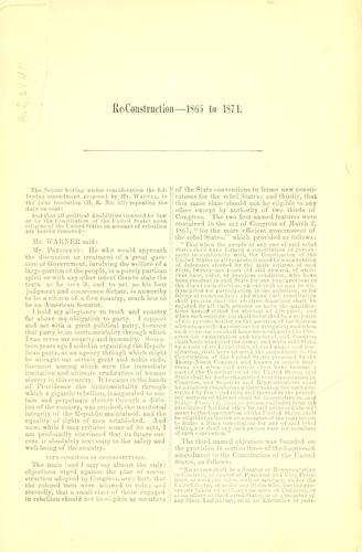 Re-construction, 1865 to 1871