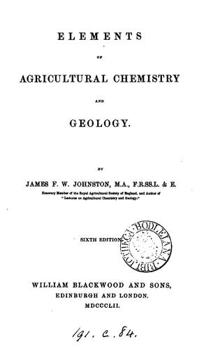 Elements of agricultural chemistry and geology