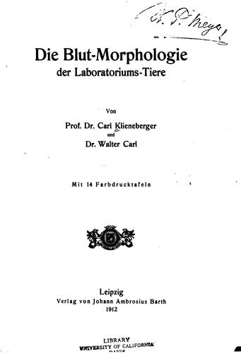 Die blut-Morphologie der laboratoriums-Tiere