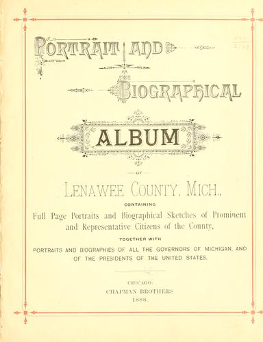 Portrait and biographical album of Lenawee County, Mich
