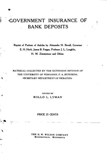 Government insurance of bank deposits