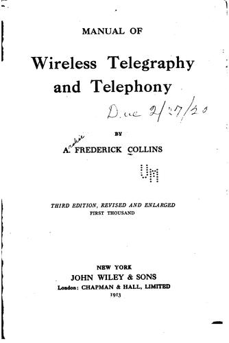 Manual of wireless telegraphy and telephony