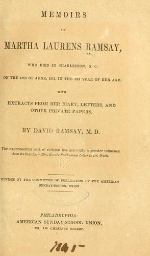 Memoirs of Martha Laurens Ramsay