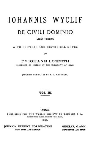 Iohannis Wyclif De civili dominio