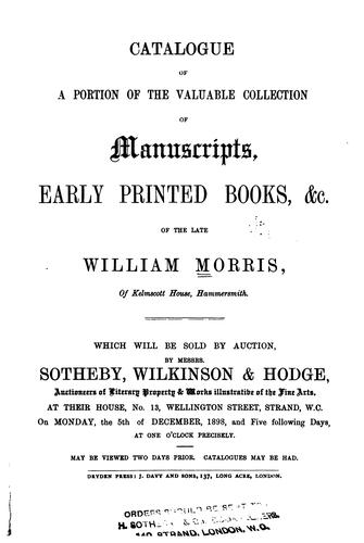Catalogue of a portion of the valuable collection of manuscripts, early printed books, &c