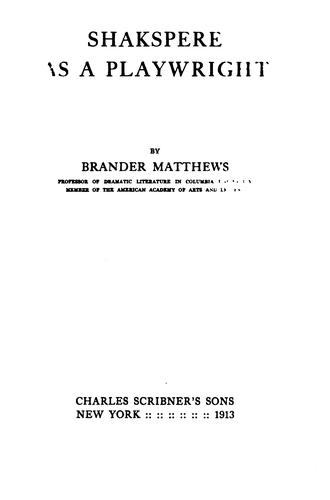Shakspere as a playwright