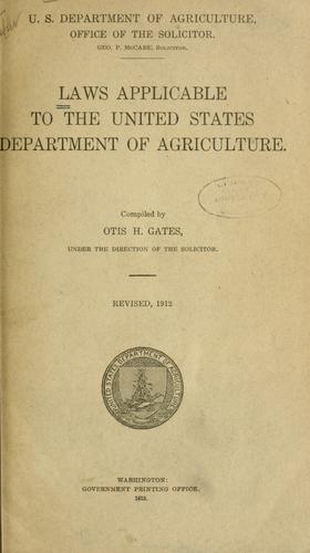 Laws Applicable to the United States Department of Agriculture