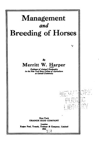 Management and breeding of horses