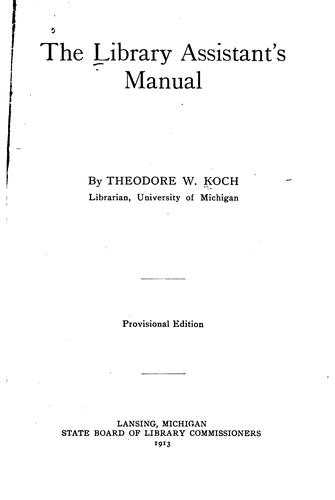 The library assistant's manual