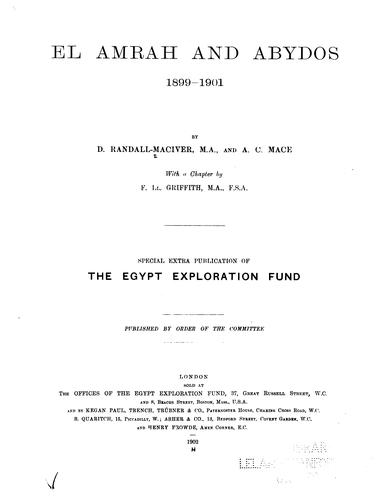 El Amrah and Abydos, 1899-1901